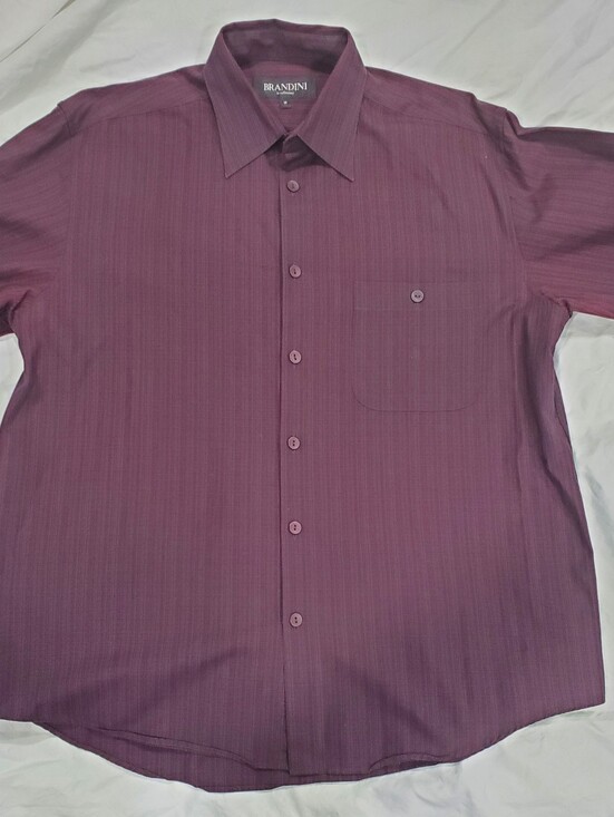 Brandini Other - Brandini Le Collezioni Burgundy Striped Dress Shirt Men's Medium Long Sleeve